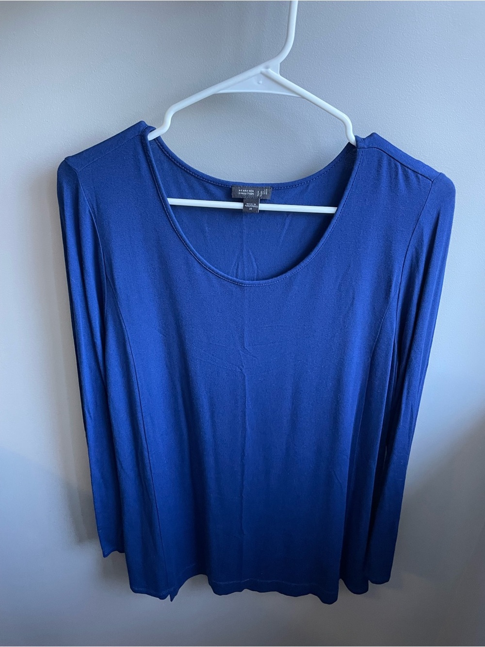 J. Jill Classic Scoop Neck Blue Long Sleeve Top - Size M